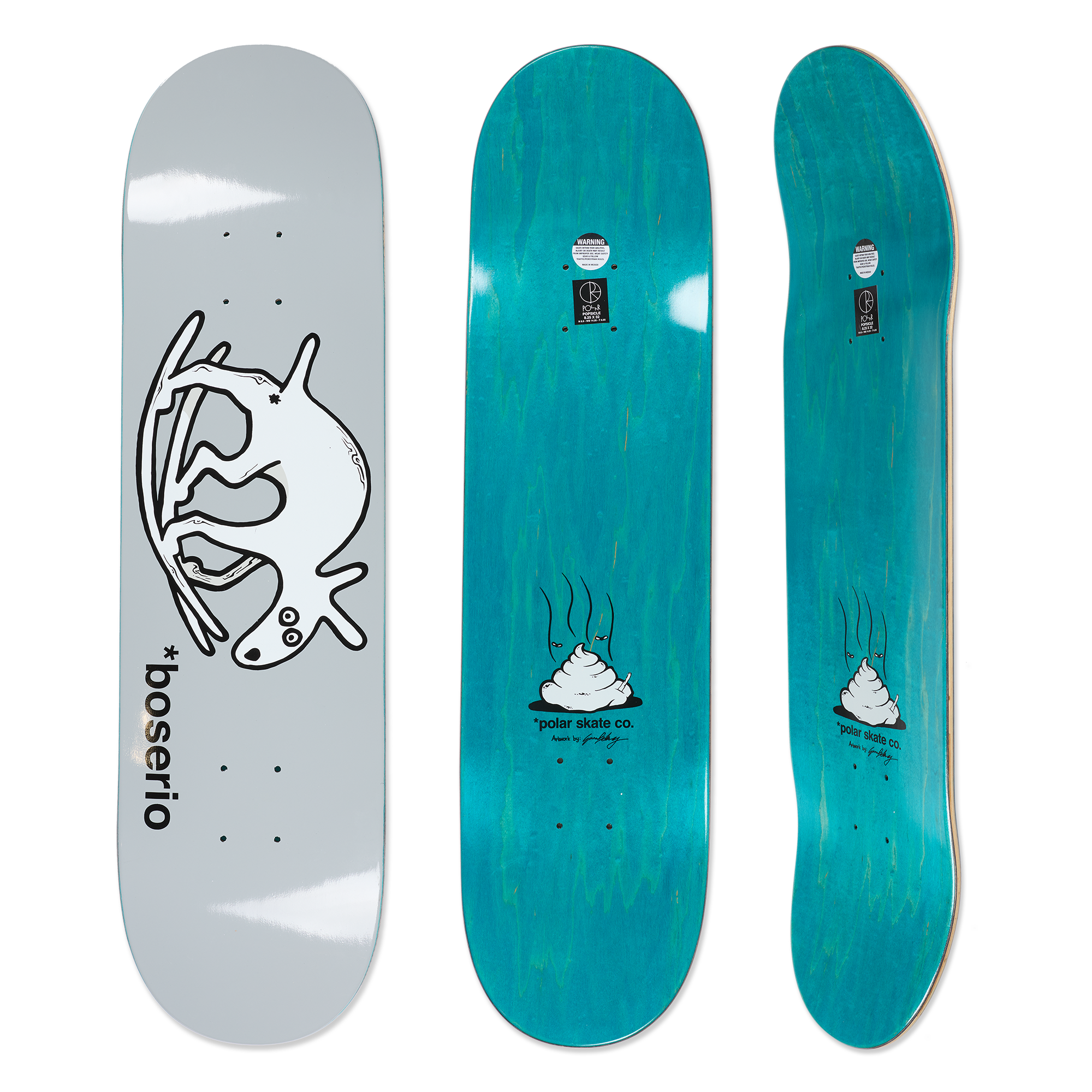 Deck | Nick Boserio - Useless Wooden Dog - Grey – Polar Skate Co. Deck | Nick Boserio - Useless Wooden Dog - Grey – Polar Skate Co.