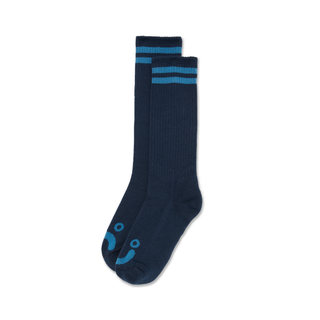 Rib Socks | Long | Happy Sad - Dark Blue / Blue