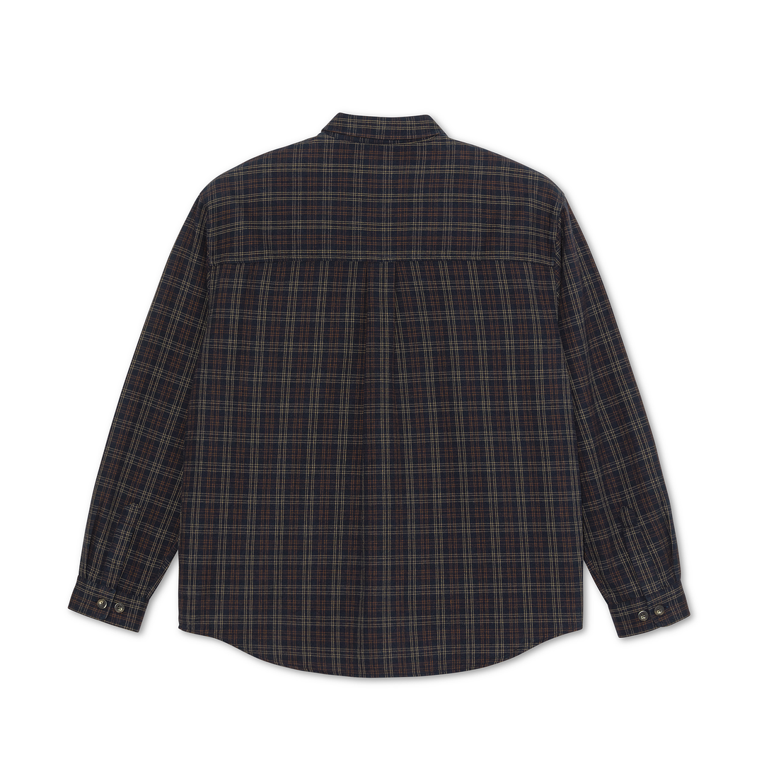 Mitchell LS Shirt | Flannel - Navy / Brown