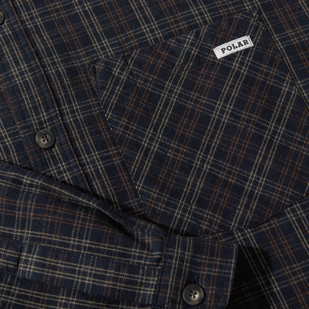 Mitchell LS Shirt | Flannel - Navy / Brown