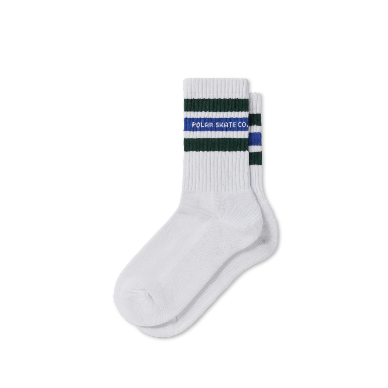 Rib Socks | Fat Stripe - White / Green / Blue