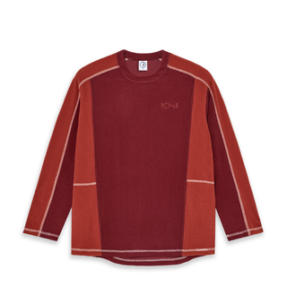 Grid Fleece Sweater - Red/Orange