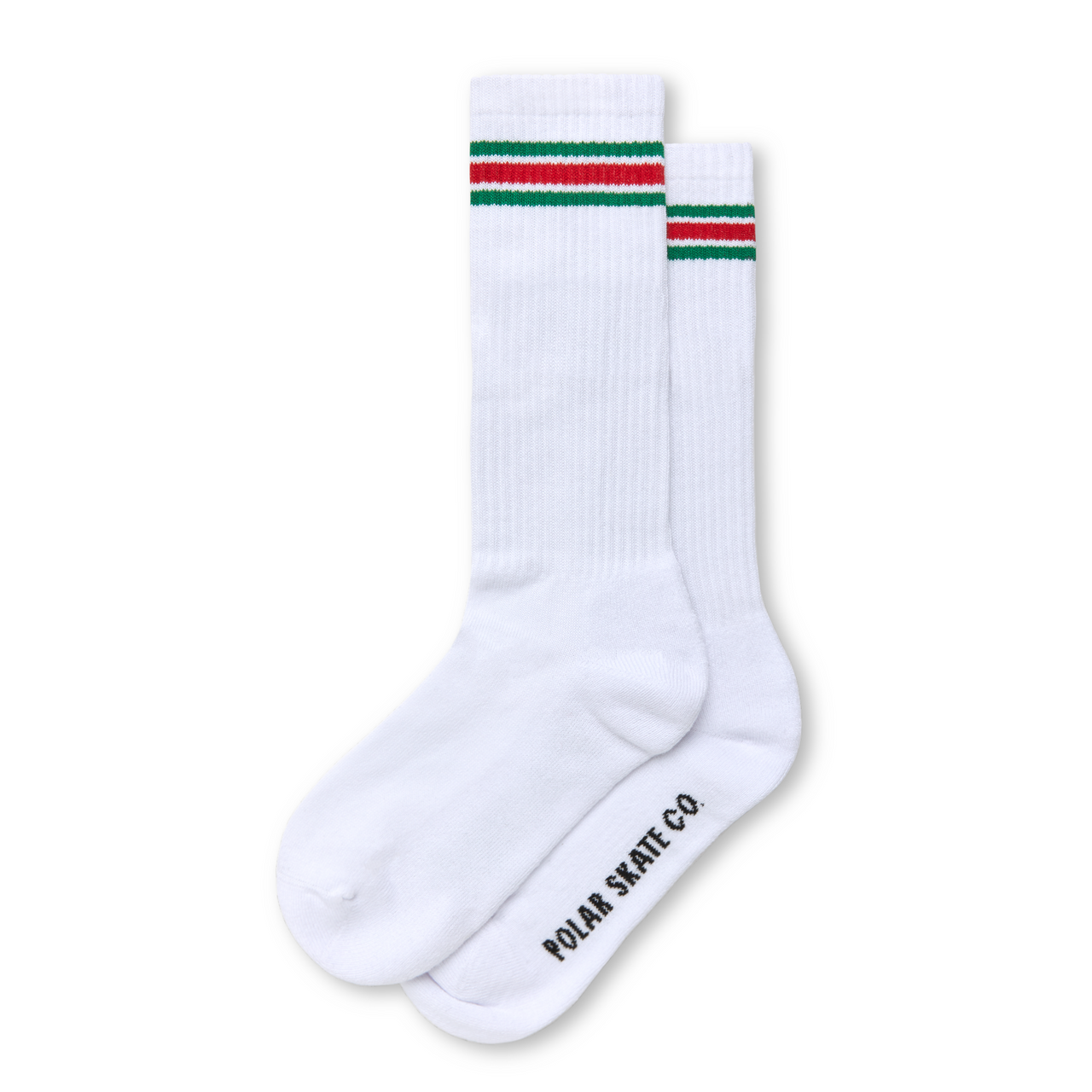 Rib Socks | Long | Stripe - White / Green / Red