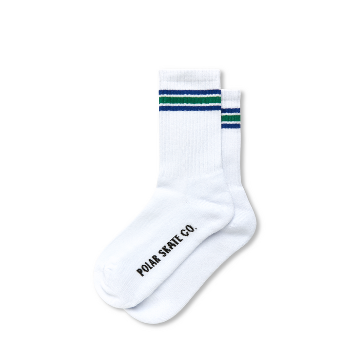 Rib Socks | Stripe - White / Blue / Green