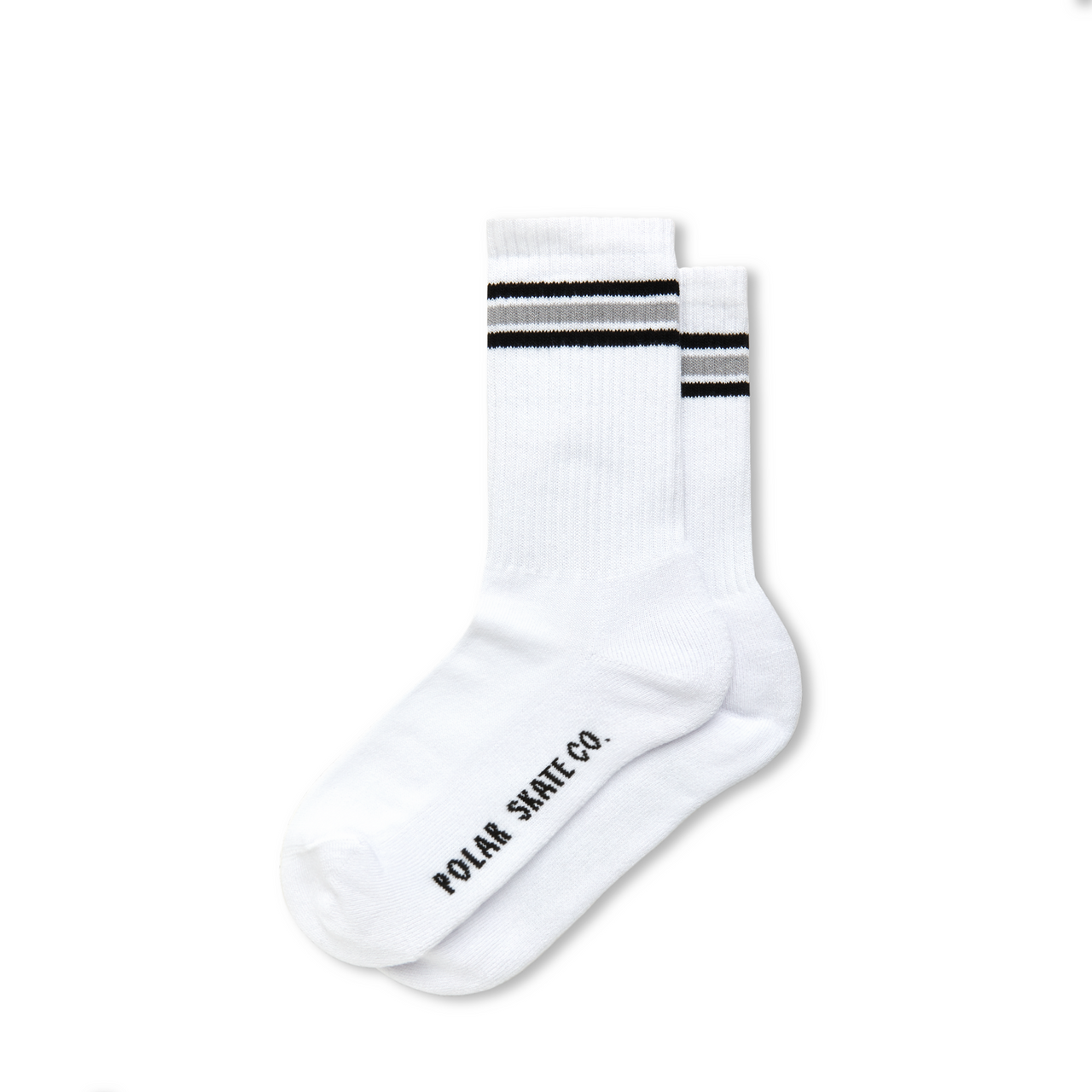Rib Socks | Stripe - White / Grey