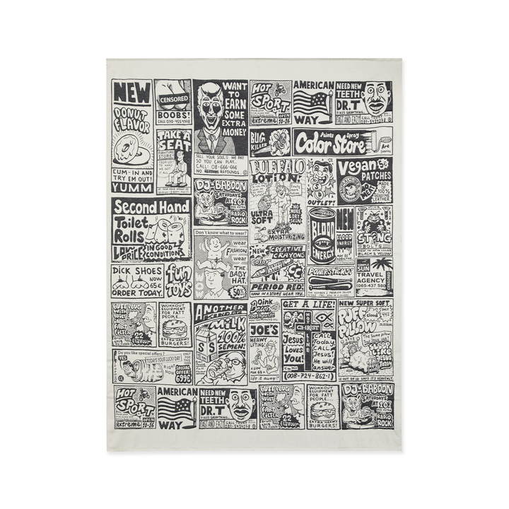 Picnic Blanket | Newspaper - White / Black