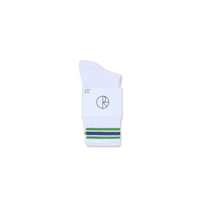 Rib Socks | Stripes - White/Green/Blue