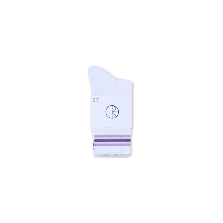 Rib Socks | Stripes - White/Lavender