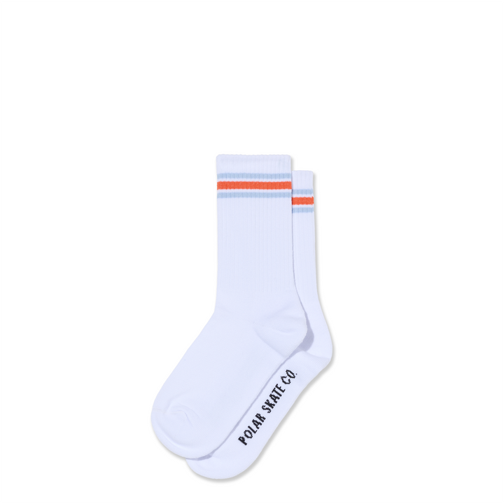 Rib Socks | Stripes - White/Orange/Blue
