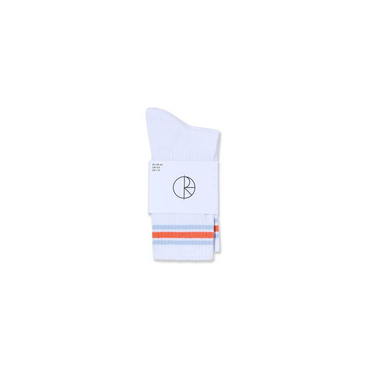 Rib Socks | Stripes - White/Orange/Blue