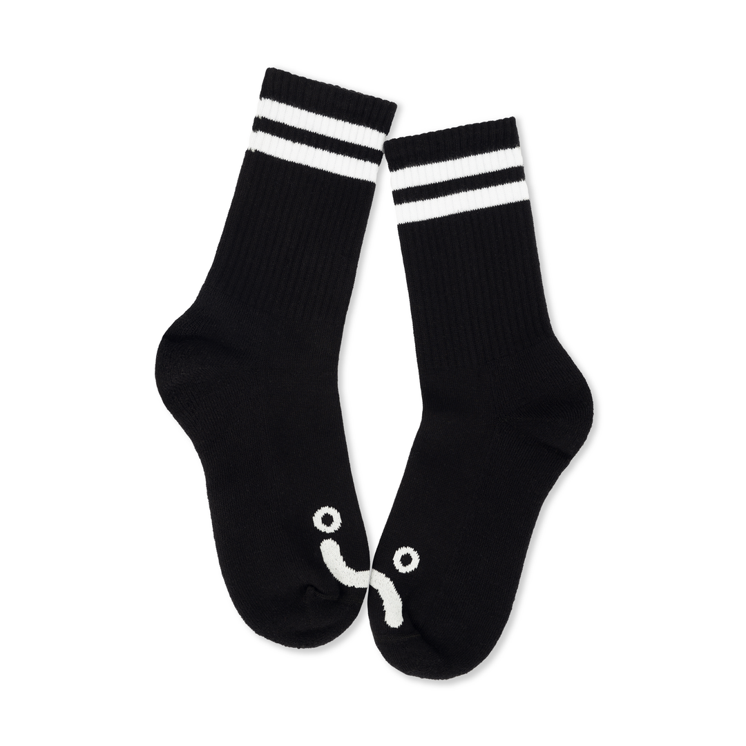 Rib Socks | Happy Sad - Black