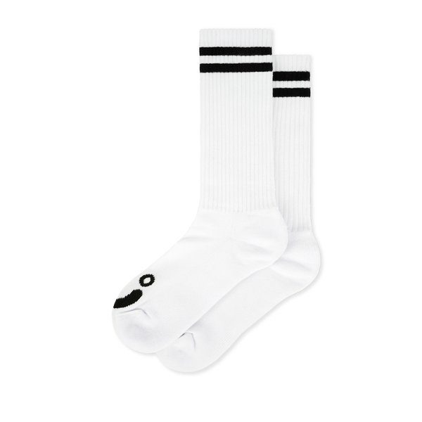 Rib Socks | Long | Happy Sad - White