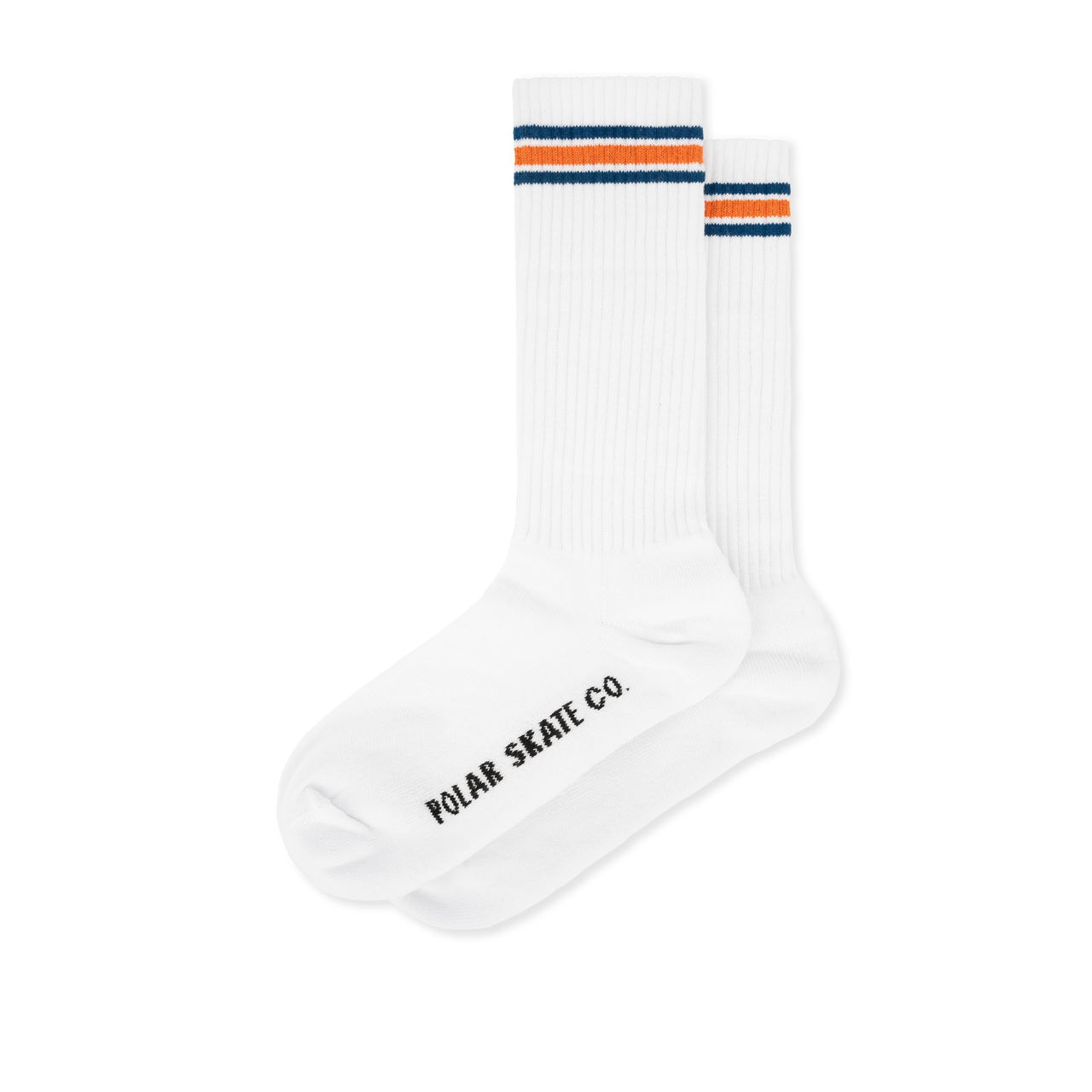 Rib Socks | Long | Stripe - White / Blue / Orange