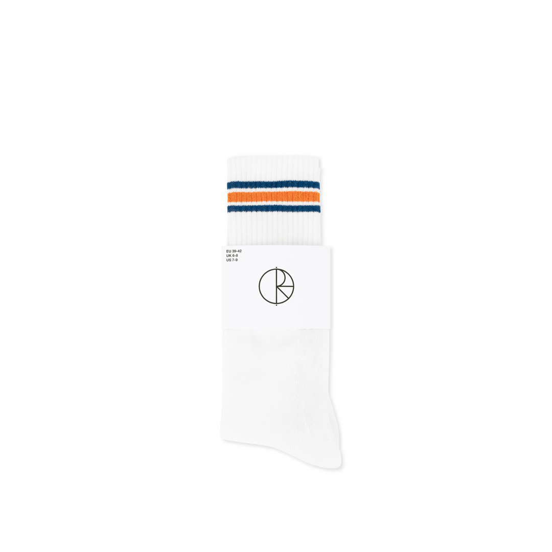 Rib Socks | Long | Stripe - White / Blue / Orange – Polar Rib Socks | Long | Stripe - White / Blue / Orange – Polar
