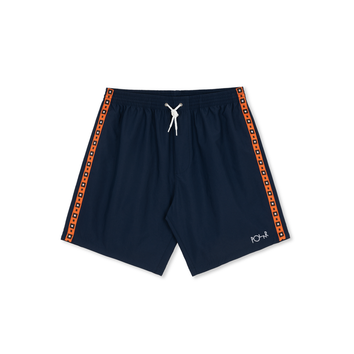 Swim Shorts | Square Stripe - Navy / Orange