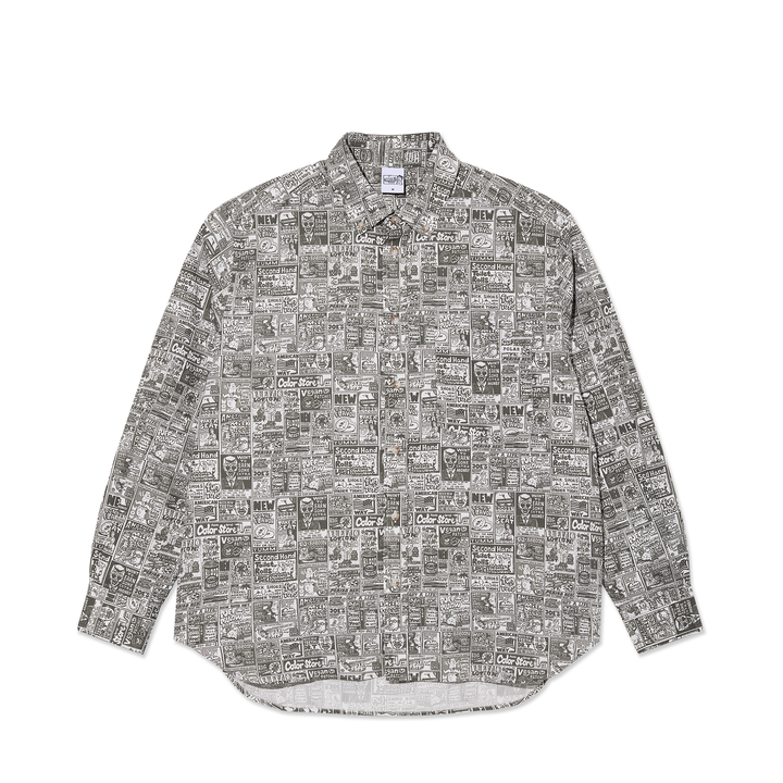Ben LS Shirt | Newspaper - Light Grey