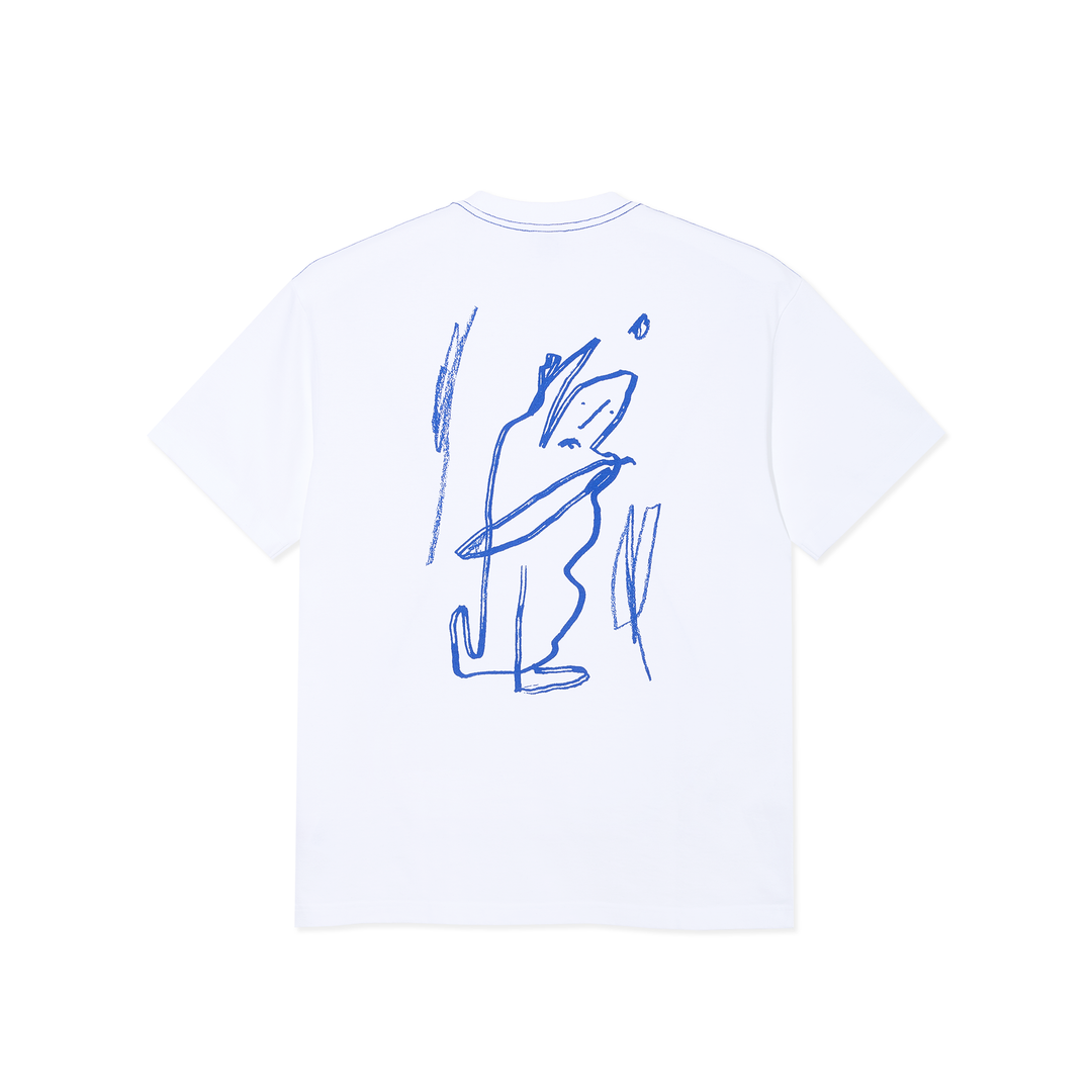 Contrast Tee | Doodle - White/Ultramarine