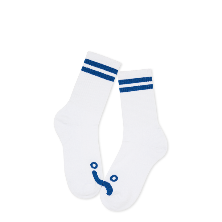 Rib Socks | Happy Sad - White/Blue