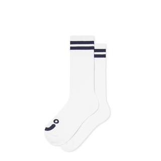 Rib Socks | Long | Happy Sad - White/Navy