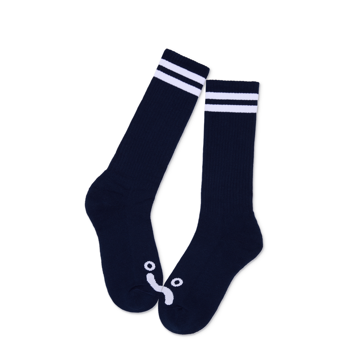 Rib Socks | Long | Happy Sad - Navy