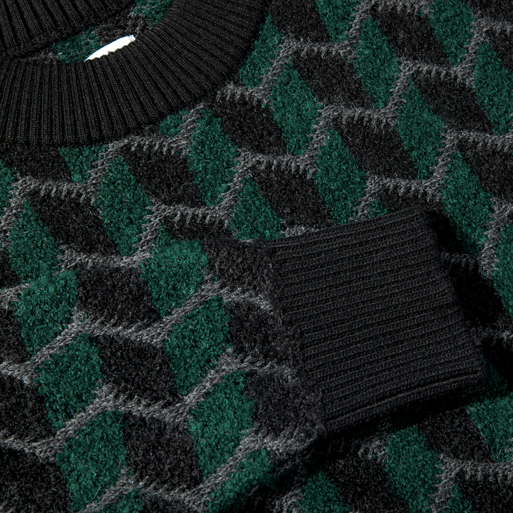 Zig Zag Knit Sweater - Black / Dark Teal