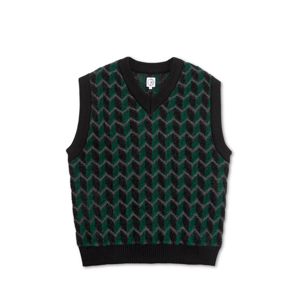 Zig Zag Knit Vest - Black / Dark Teal