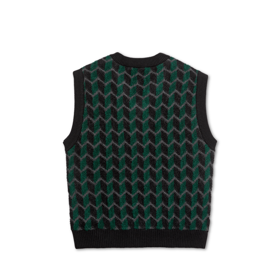 Zig Zag Knit Vest - Black / Dark Teal