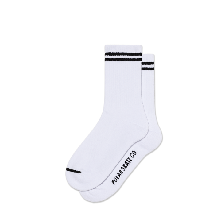 Rib Socks | 2 Stripes - White/Black