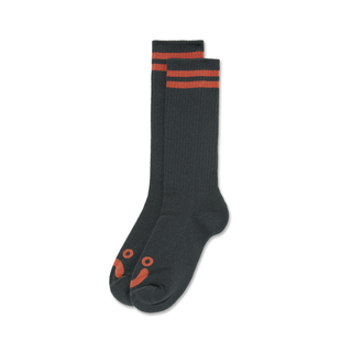 Rib Socks | Long | Happy Sad - Graphite / Orange
