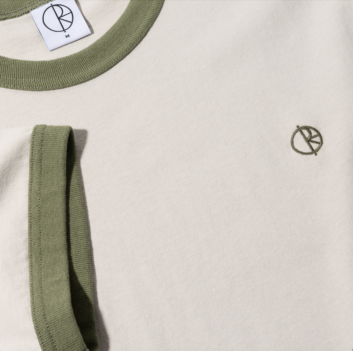 Ringer Tee - Pale Taupe/Army Green