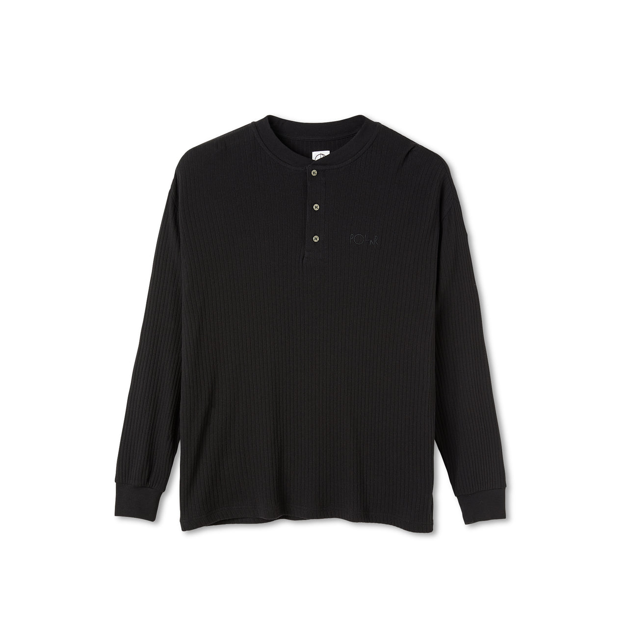 Rib Henley LS Shirt - Black