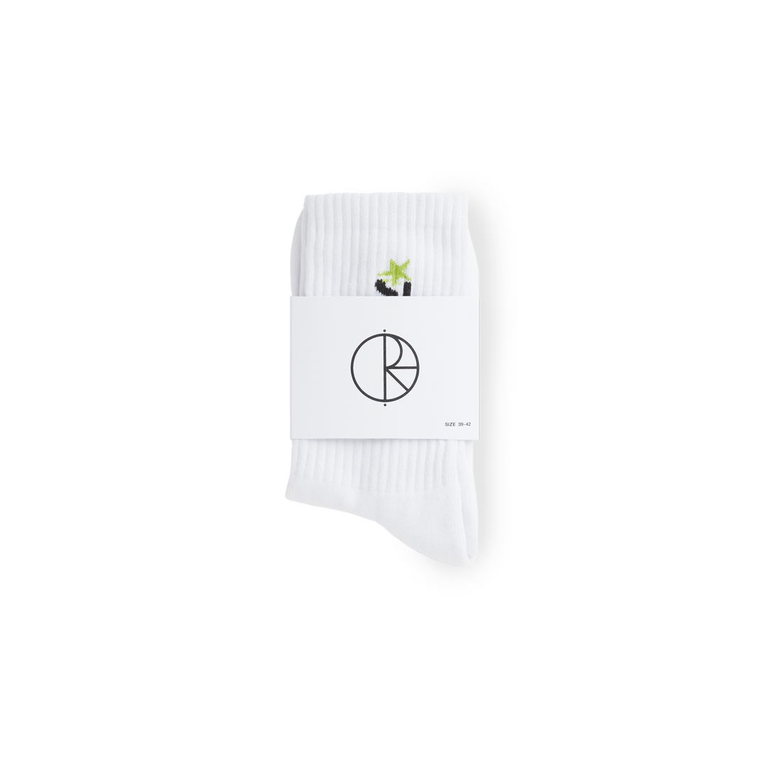 Rib Socks | Star - White / Green