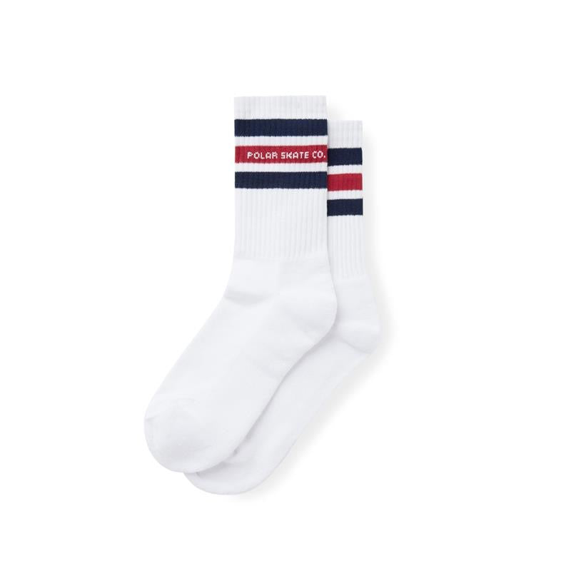 Rib Socks | Fat Stripe - White / Navy / Red
